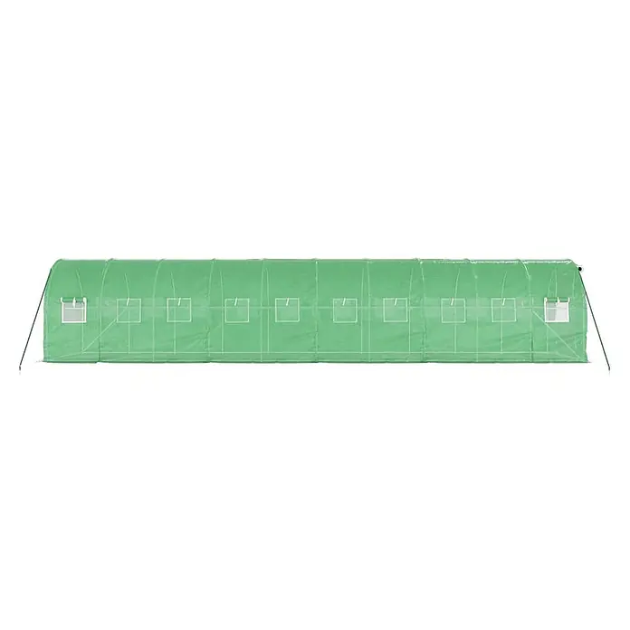 Furnicato Gewächshaus verzinkter Stahl - 10 x 2 cm, Material Seitenwand: Kunststoff, 38 mm, Grau - Langer grüner Folientunnel-Gewächshaus mit mehreren aufrollbaren Fenstern zur Belüftung.