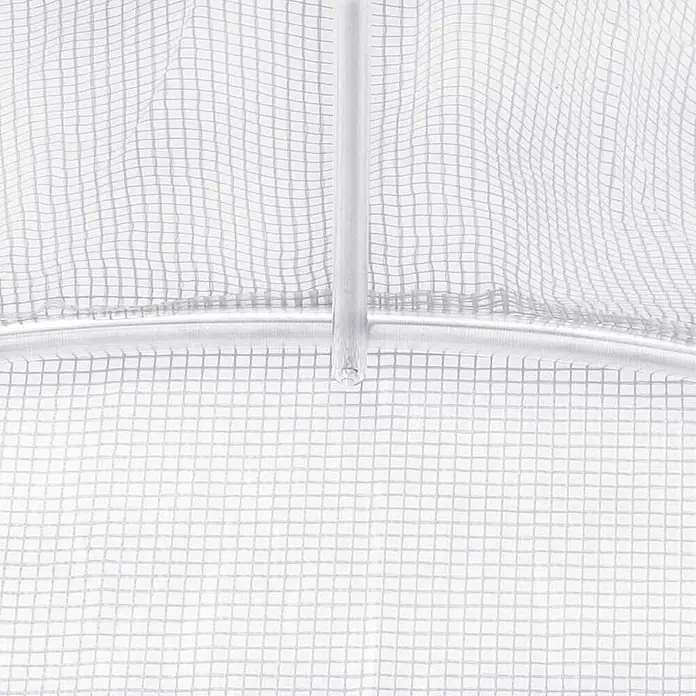 Furnicato Gewächshaus - 3 x 150 cm, Material Seitenwand: Kunststoff, 38 mm, Grau - Durchscheinende weiße, gitterverstärkte Abdeckung mit Metallstange und gebogenem Rahmen.