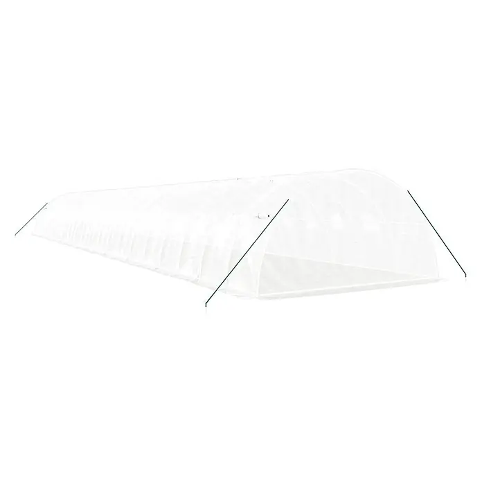 Furnicato Gewächshaus - Außenmaß inkl. Dachüberstand (B x T): 400 x 200 cm, Material Seitenwand: Kunststoff, 38 mm, Grau - Weißes transparentes Folientunnel-Gewächshaus mit grünen Stützstangen zum Pflanzenschutz.