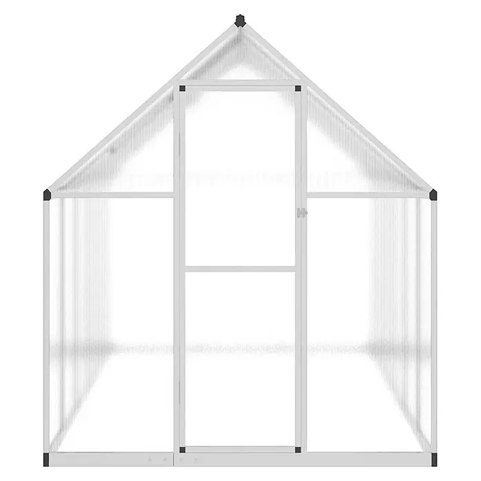 Furnicato Gewächshaus Polycarbonat - 169 x 334 cm, Material Seitenwand: Kunststoff, 38 mm, silbern - Gewächshaus aus silbernem Aluminium mit transparenten Platten und Flügeltür.
