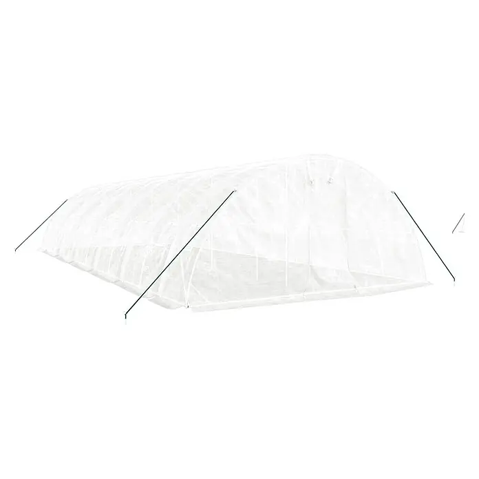 Furnicato Gewächshaus - Außenmaß inkl. Dachüberstand (B x T): 500 x 1.200 cm, Material Seitenwand: Kunststoff, 38 mm, Grau - Weißer, lichtdurchlässiger Gewächshaus-Tunnel mit grünen Stützstangen für den Pflanzenschutz.