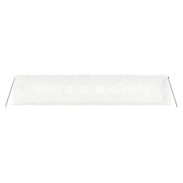 Furnicato Gewächshaus verzinkter Stahl - 10 x 2 cm, Material Seitenwand: Kunststoff, 38 mm, Grau - Langes weißes Tunnelgewächshaus mit mehreren Seitenfenstern für den Pflanzenanbau.