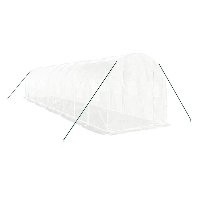 Furnicato Gewächshaus verzinkter Stahl - 10 x 2 cm, Material Seitenwand: Kunststoff, 38 mm, Grau - Transparentes weißes Tunnelgewächshaus mit grünen Stützen zum Pflanzenschutz.