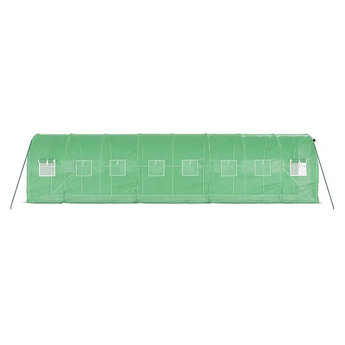 Furnicato Gewächshaus - 8 x 2 cm, Material Seitenwand: Kunststoff, 38 mm, Grau - Langes, transparentes grünes Tunnelgewächshaus mit mehreren aufrollbaren Fenstern für den Garten.