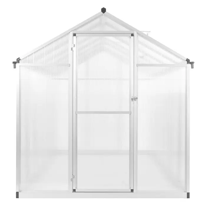 Furnicato Gewächshaus aus Polycarbonat, 362 x 190 x 195 cm -  - Gewächshaus mit Aluminiumrahmen, transparenten Polycarbonatplatten und einer Flügeltür.