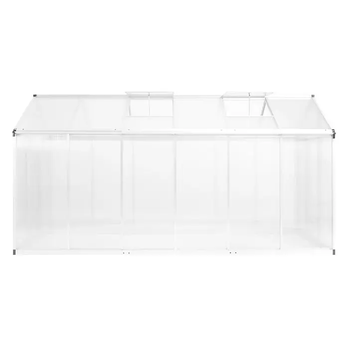 Furnicato Gewächshaus aus Polycarbonat, 362 x 190 x 195 cm -  - Weißes Aluminium-Gewächshaus mit lichtdurchlässigen Polycarbonatplatten und Dachlüftern.