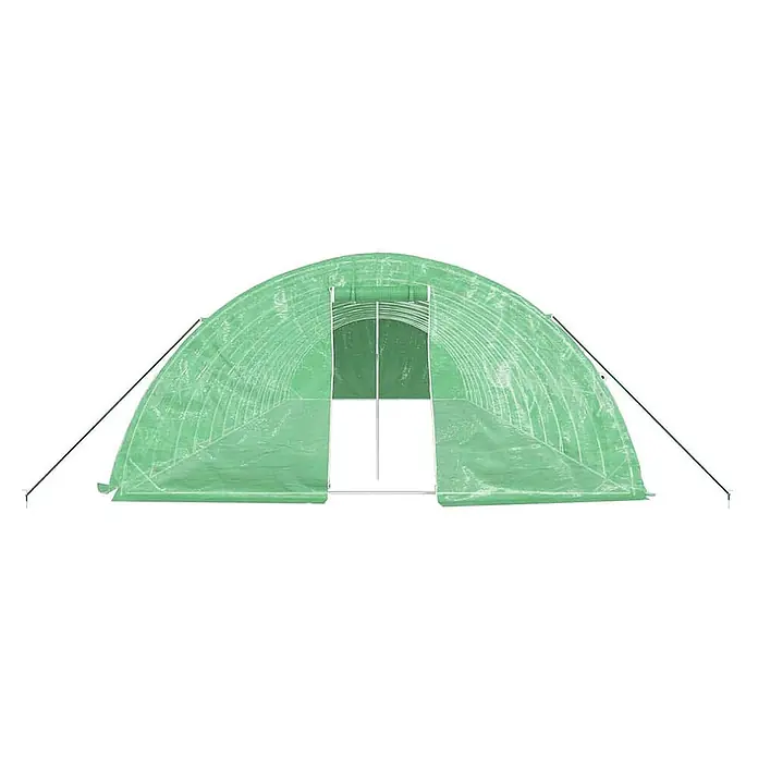 Furnicato Gewächshaus - 14 x 5 cm, Material Seitenwand: Kunststoff, 38 mm, Grau - Grünes, bogenförmiges Tunnelgewächshaus mit Roll-Up-Tür und Spannseilen.