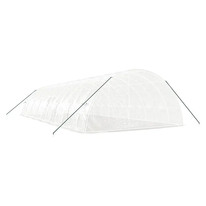 Furnicato Gewächshaus verzinkter Stahl - 14 x 6 cm, Material Seitenwand: Kunststoff, 38 mm, Grau - Weißes, transparentes Folientunnel-Gewächshaus mit grünen Stützstangen.