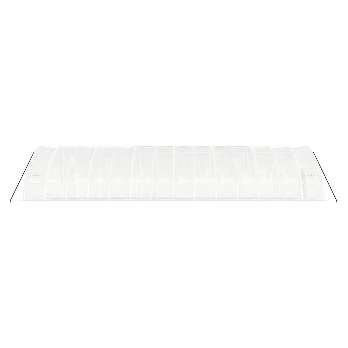 Furnicato Gewächshaus verzinkter Stahl - 14 x 6 cm, Material Seitenwand: Kunststoff, 38 mm, Grau - Transparentes Folientunnelgewächshaus mit Bogenstruktur und grünen Endstützen zum Pflanzenschutz.