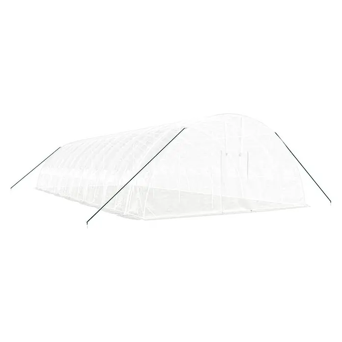 Furnicato Gewächshaus verzinkter Stahl - 14 x 6 cm, Material Seitenwand: Kunststoff, 38 mm, Grau - Weißer, transparenter Folientunnel mit grünen Stützstangen. Schafft geschützten Raum für Pflanzen.
