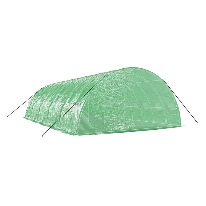 Furnicato Gewächshaus verzinkter Stahl - 10 x 6 cm, Material Seitenwand: Kunststoff, 38 mm, Grau - Grünes, transparentes Folientunnel-Gewächshaus, mit Abspannseilen gesichert.