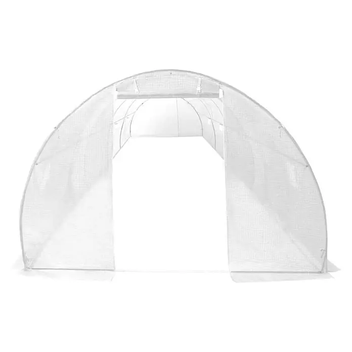 Furnicato Gewächshaus - 3 x 300 cm, Material Seitenwand: Kunststoff, 38 mm, silber - Weißes, halbtransparentes Folientunnel-Gewächshaus mit offenem Eingang für den Pflanzenschutz.