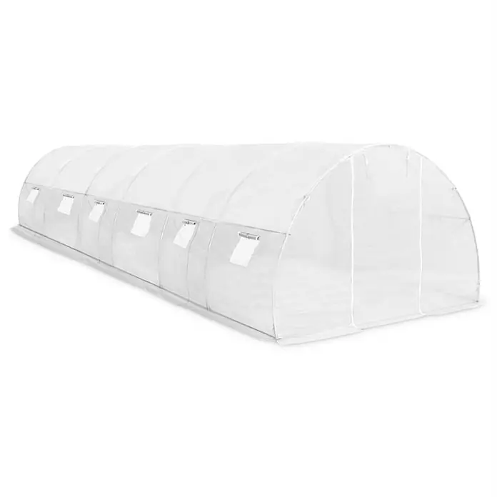Furnicato Gewächshaus - 3 x 300 cm, Material Seitenwand: Kunststoff, 38 mm, silber - Weißes Tunnelgewächshaus mit Bogenform und mehreren Seitenlüftungsfenstern.