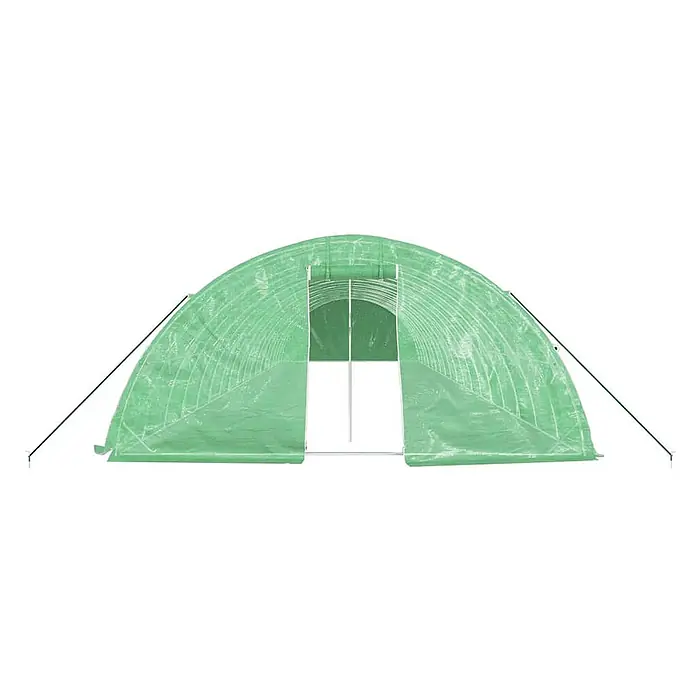 Furnicato Gewächshaus - 18 x 5 cm, Material Seitenwand: Kunststoff, 38 mm, Grau - Grünes Folientunnel-Gewächshaus mit offenem Eingang.