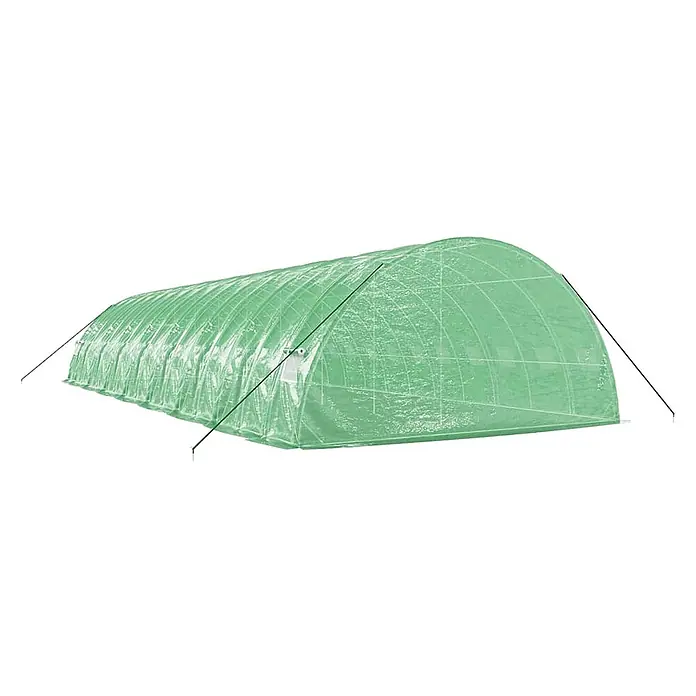 Furnicato Gewächshaus verzinkter Stahl - 16 x 6 cm, Material Seitenwand: Kunststoff, 38 mm, Grau - Grüner, transparenter Folientunnel mit Bogenstruktur und Abspannseilen für den Gartenanbau.