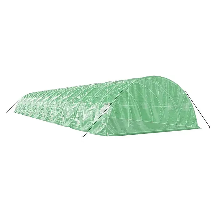 Furnicato Gewächshaus - 20 x 5 cm, Material Seitenwand: Kunststoff, 38 mm, Grau - Langer, gebogener Folientunnel aus grünem, durchscheinendem Kunststoff mit Stützstangen für den Pflanzenschutz.