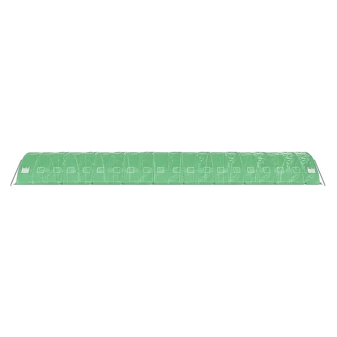 Furnicato Gewächshaus - 20 x 5 cm, Material Seitenwand: Kunststoff, 38 mm, Grau - Langes, grünes Tunnelgewächshaus mit lichtdurchlässiger Abdeckung und mehreren rechteckigen Seitenfenstern.