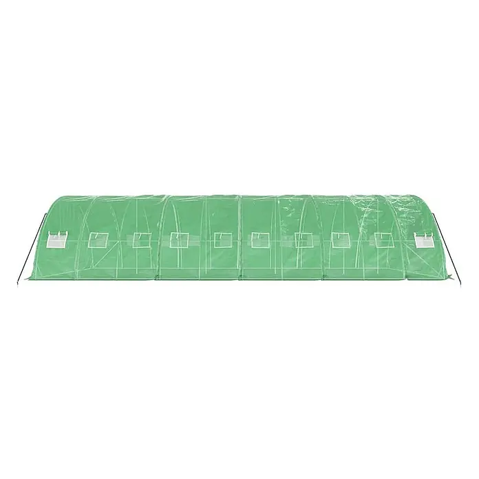 Furnicato Gewächshaus - 10 x 5 cm, Material Seitenwand: Kunststoff, 38 mm, Grau - Langes grünes Tunnelgewächshaus mit mehreren aufrollbaren Fenstern.