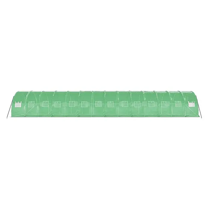 Furnicato Gewächshaus verzinkter Stahl - 14 x 3 cm, Material Seitenwand: Kunststoff, 38 mm, Grau - Langes, transparentes grünes Tunnelgewächshaus mit mehreren Seitenfenstern und Endstützstangen, ideal für den Pflanzenanbau.