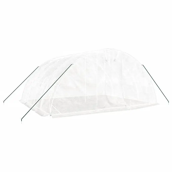 Furnicato Gewächshaus verzinkter Stahl - 5 x 4 cm, Material Seitenwand: Kunststoff, 38 mm, Grau - Weißes, lichtdurchlässiges Tunnelgewächshaus mit grünen Stützstangen.