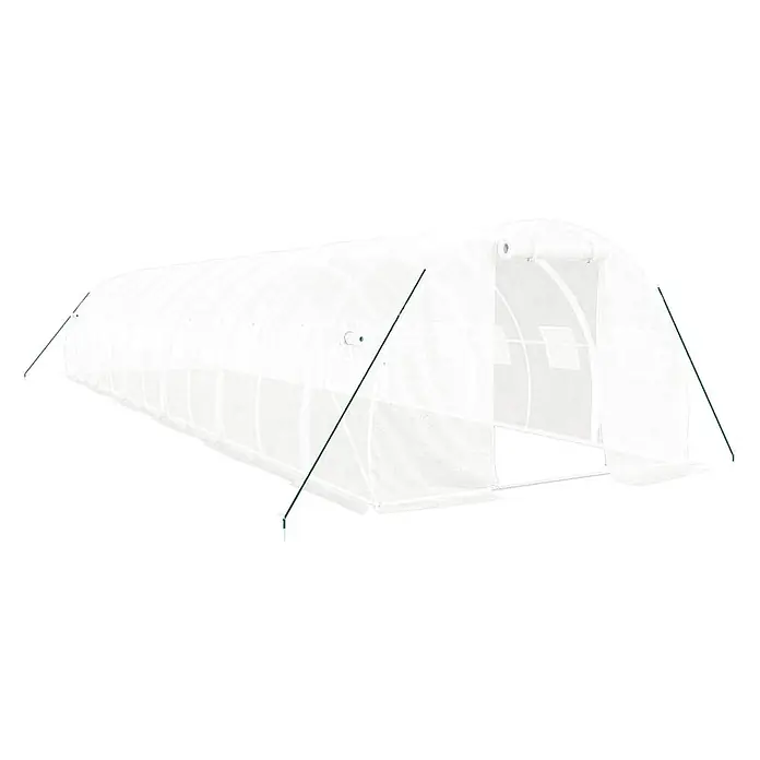 Furnicato Gewächshaus - 12 x 3 cm, Material Seitenwand: Kunststoff, 38 mm, Grau - Weißer transparenter Gewächshaustunnel mit grünen Stützstangen.