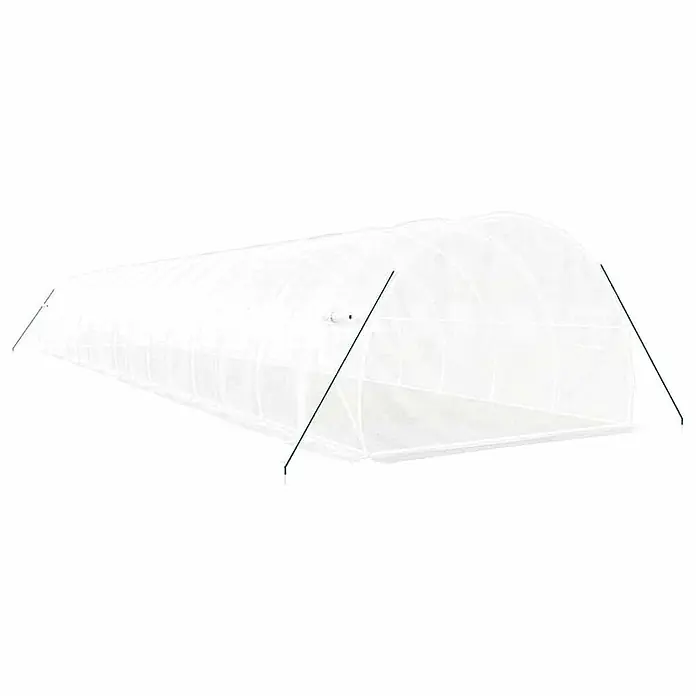 Furnicato Gewächshaus - 16 x 3 cm, Material Seitenwand: Kunststoff, 38 mm, Grau - Weißer lichtdurchlässiger Bogen-Gewächshaustunnel mit grünen Stützstangen für den Garten.