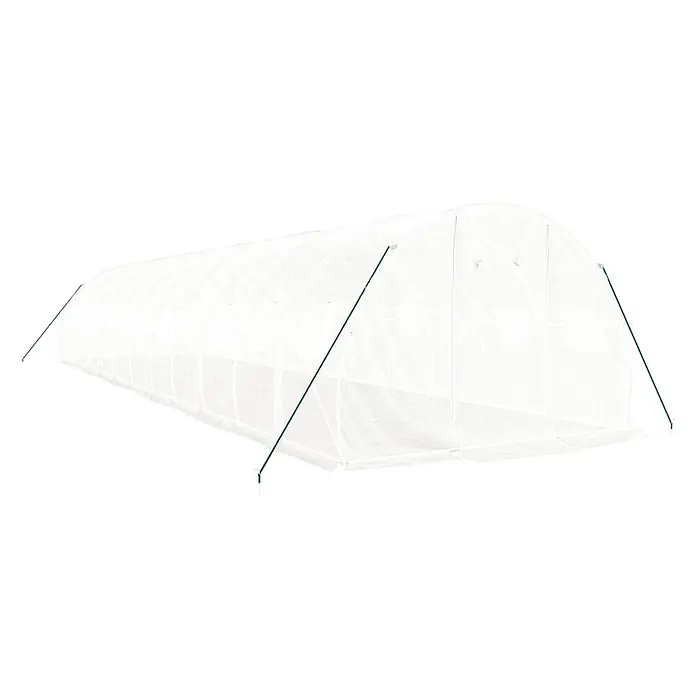 Furnicato Gewächshaus - 12 x 3 cm, Material Seitenwand: Kunststoff, 38 mm, Grau - Weißer transparenter Folientunnel mit grünen Stützstangen.