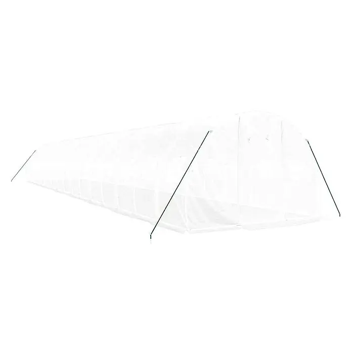 Furnicato Gewächshaus - 16 x 3 cm, Material Seitenwand: Kunststoff, 38 mm, Grau - Weißes lichtdurchlässiges Tunneltreibhaus mit grünen Stützstangen.