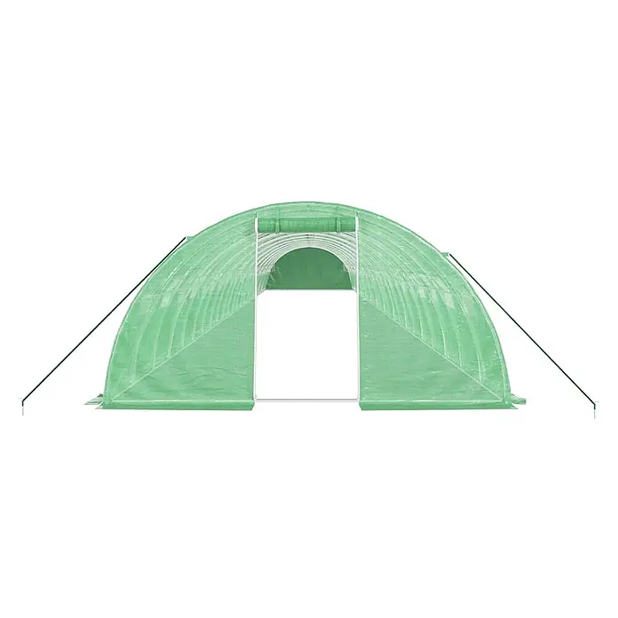 Furnicato Gewächshaus - Außenmaß inkl. Dachüberstand (B x T): 400 x 2.400 cm, Material Seitenwand: Kunststoff, 38 mm, Grau - Grüner, lichtdurchlässiger Bogengewächshaustunnel mit offenem Eingang.