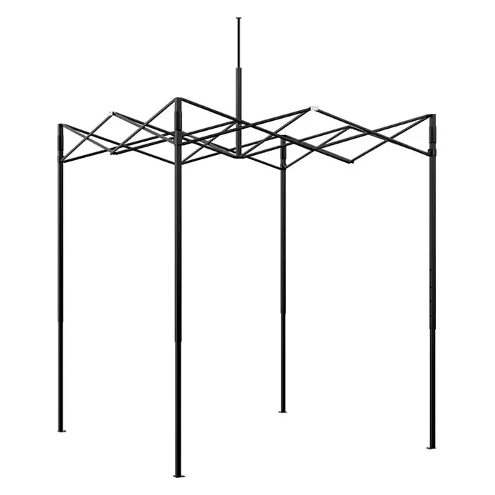 Furnicato Gewächshaus - Außenmaß inkl. Dachüberstand (B x T): 200 x 200 cm, Material Seitenwand: Kunststoff, 38 mm, Grün - Schwarzes Metallgestell für einen Faltpavillon mit verstellbaren Beinen.