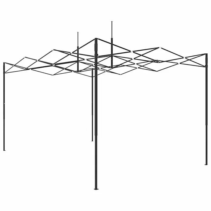 Furnicato Gewächshaus - Außenmaß inkl. Dachüberstand (B x T): 430 x 290 cm, Material Seitenwand: Kunststoff, 38 mm, Grün - Schwarzes zusammenklappbares Metallgestell für ein Partyzelt.