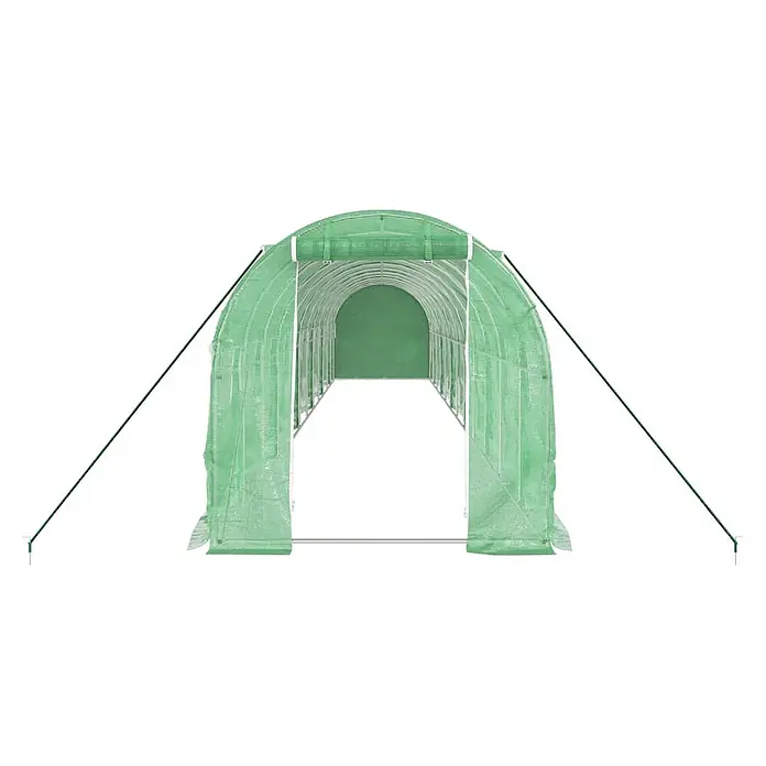Furnicato Gewächshaus verzinkter Stahl - 12 x 2 cm, Material Seitenwand: Kunststoff, 38 mm, Grau - Grüner, semitransparenter begehbarer Gewächshaustunnel mit Metallrahmen und Abspannseilen.