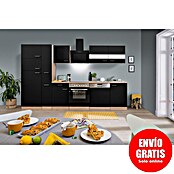 Respekta Composición de cocina (Ancho: 310 cm, Con dispositivos eléctricos, Negro)