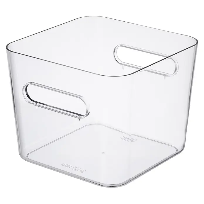 SmartStore Vorratsdose Compact - L x B x H: 20 x 20 x 16 cm, Kunststoff, Transparent - Transparenter, rechteckiger Kunststoff-Aufbewahrungsbehälter mit integrierten Griffen an zwei Seiten, ideal zur Organisation.
