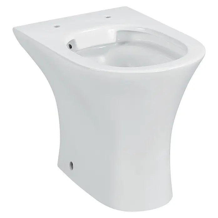 Sanicomfort Rekia Stand-WC - Spülrandlos, Ohne Spezialglasur, Spülform: Tief, WC Abgang: Waagerecht, Weiß - Weißes Keramik-Bidet, eine elegante und funktionale Badarmatur in modernem Design.