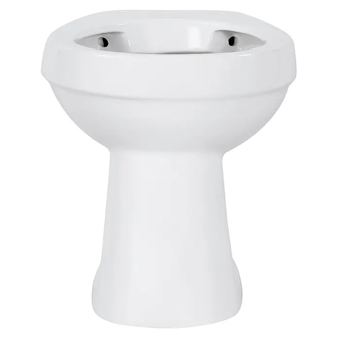 Sanicomfort Rekia Stand-WC - Spülrandlos, Ohne Spezialglasur, Spülform: Flach, WC Abgang: Waagerecht, Weiß - Weißes Keramik-Bidet, ein gängiges Bad-Accessoire.