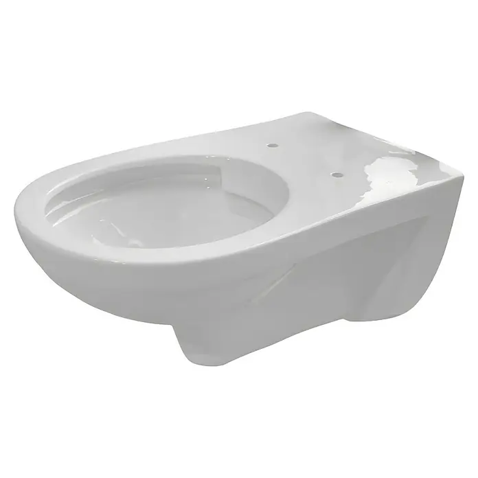 Sanicomfort Rekia Wand-WC - Mit Spülrand, Ohne Spezialglasur, Spülform: Tief, WC Abgang: Waagerecht, Weiß - Weiße Keramik-Wand-WC-Schüssel im schlanken, modernen Design.