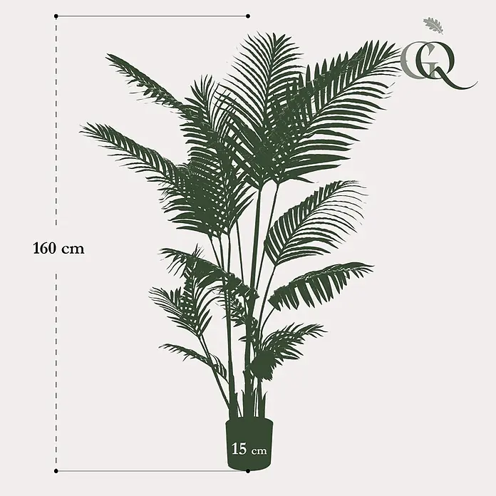Florora Kunstpflanze Kentia-Palme - Höhe: 160 cm, Holz - Grüne Topfpalme, 160 cm hoch, mit 15 cm Durchmesser Topf.