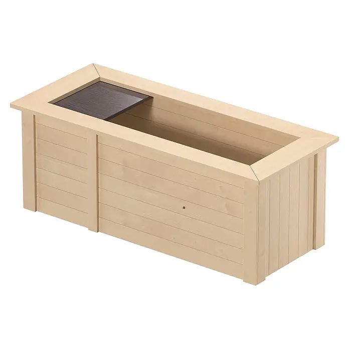 Weka Hochbeet - 205 x 79 x 81 cm, Holz, Natur - Rechteckiger Pflanzkasten aus hellem Holz mit dunklem Inneneinsatz.