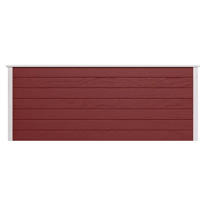 Weka Hochbeet C - 205 x 80 x 81 cm, Holz, Schwedenrot/Weiß - Rote Lattenplatte mit Holzstruktur und weißem Rand.