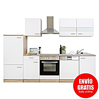 Respekta Composición de cocina Merle (Ancho: 280 cm, Blanco, Con electrodomésticos)