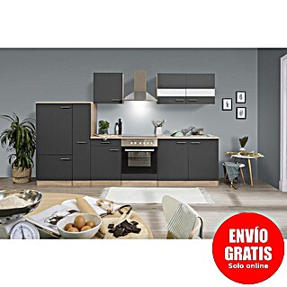 Respekta Composición de cocina Merle (Ancho: 300 cm, Gris, Con electrodomésticos)