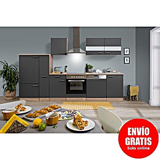 Respekta Composición de cocina Merle (Ancho: 310 cm, Gris, Con electrodomésticos)