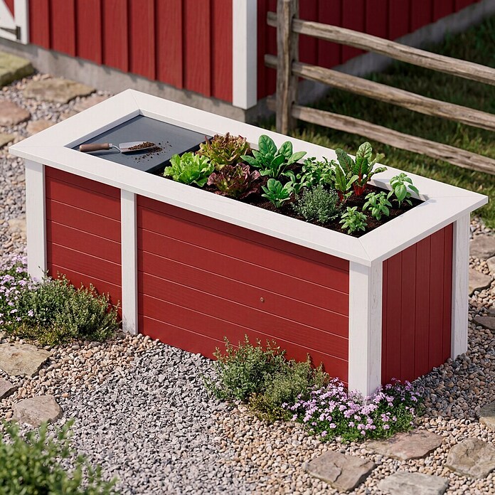 Weka Profi-Hochbeet (Mit Stauraum, 205 x 79 x 81 cm, Schwedenrot)