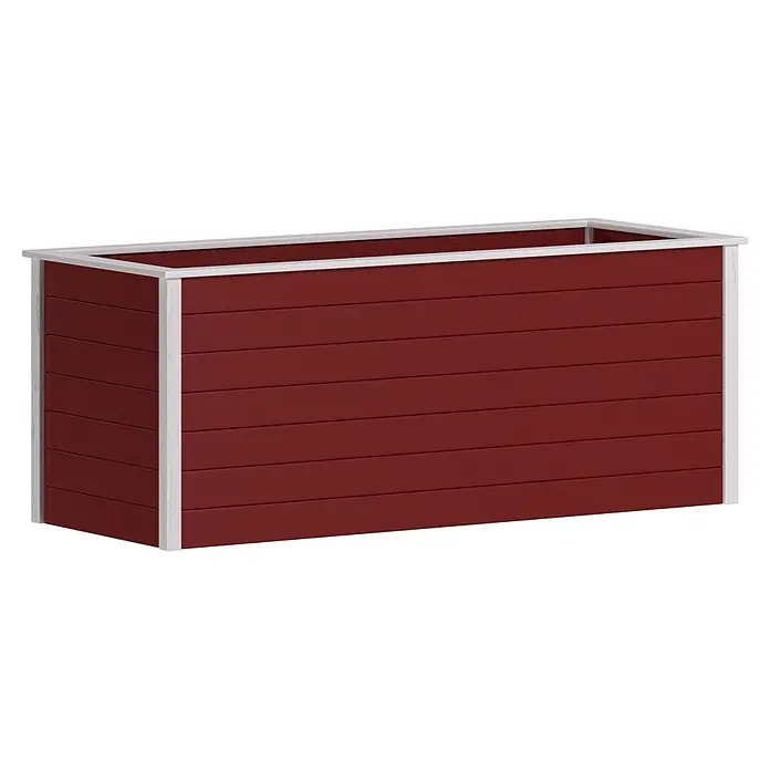 Weka Hochbeet C - 205 x 80 x 81 cm, Holz, Schwedenrot/Weiß - Rechteckiger Pflanzkasten aus rotem Holz mit weißer Verzierung.