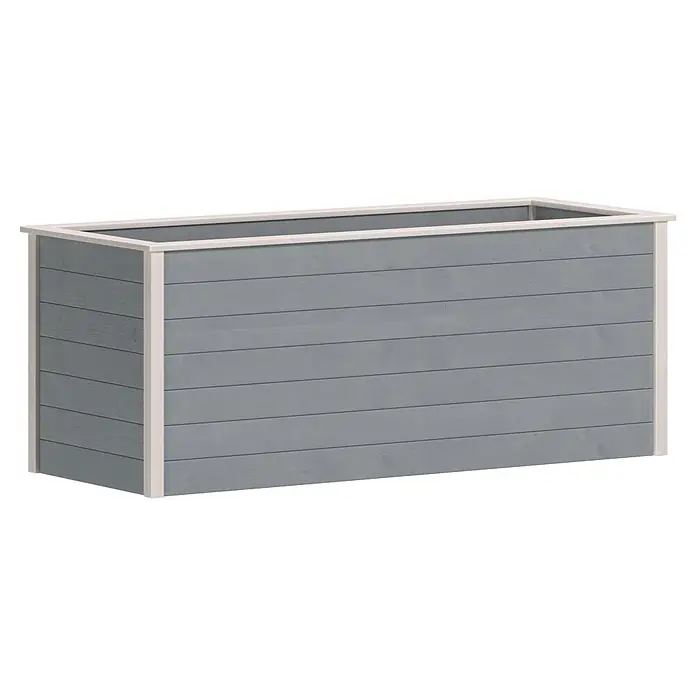 Weka Hochbeet C - 205 x 80 x 81 cm, Holz, Grau/Weiß - Rechteckiger grauer Pflanzkasten aus Holz mit hellem Rand.