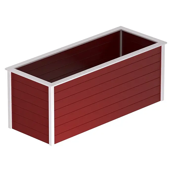 Weka Hochbeet C - 205 x 80 x 81 cm, Holz, Schwedenrot/Weiß - Rechteckiger roter Holz-Pflanzkasten mit weißem Rand.
