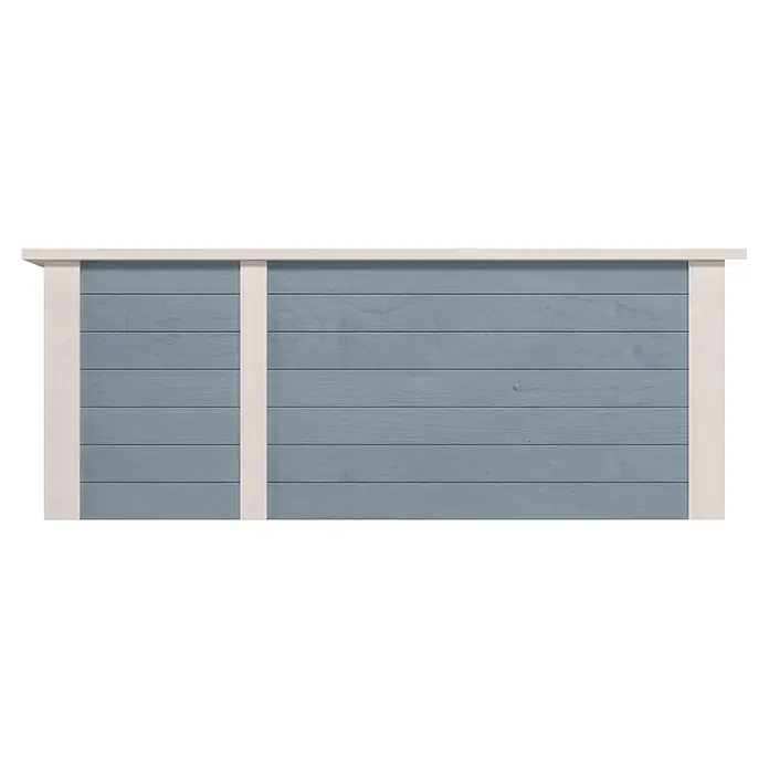 Weka Hochbeet - 205 x 79 x 81 cm, Holz, Grau/Weiß - Blaugraue Holzverkleidung mit horizontalen Brettern und hellem Holzrahmen.