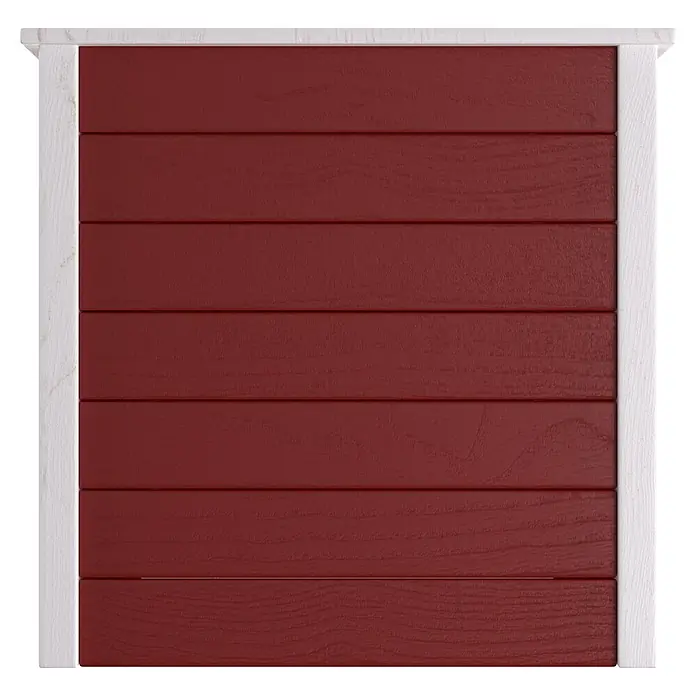 Weka Hochbeet C - 205 x 80 x 81 cm, Holz, Schwedenrot/Weiß - Dunkelrote Holzverkleidung, gerahmt von weißem Holzleisten.