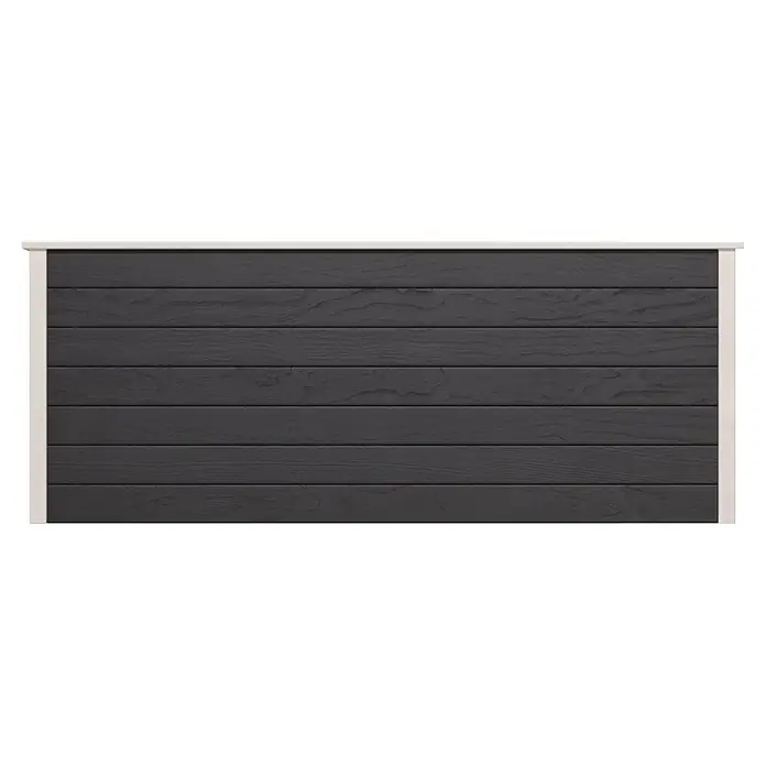 Weka Hochbeet C - 205 x 80 x 81 cm, Holz, Anthrazit/Weiß - Dunkelgraue Holzlamellenwand mit hellbeigem Rahmen.